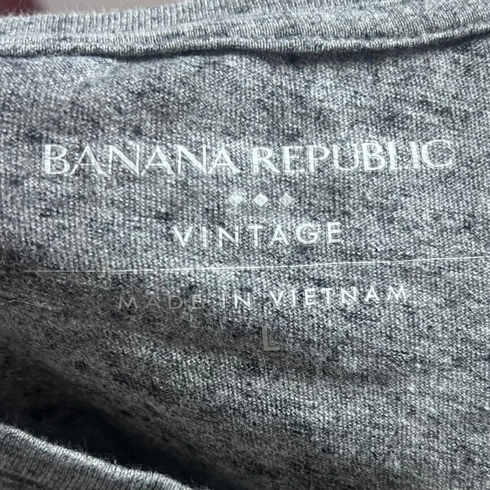 Banana Republic Mens Vintage Long Sleeve Tee Heathered Gray Large